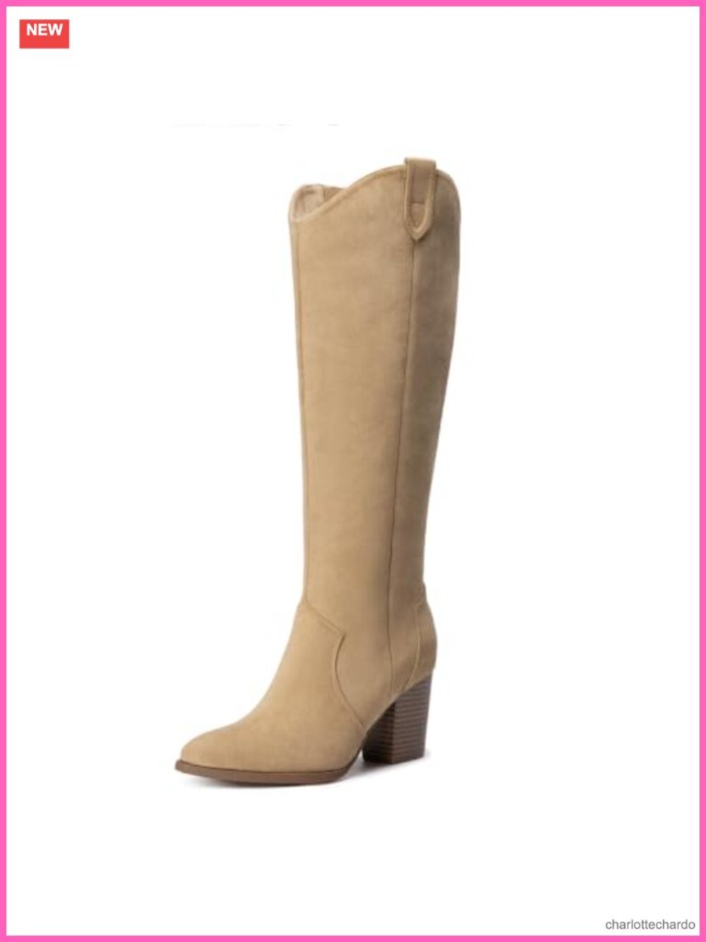 Faux Suede Knee High Boots Women Side Zip Block Heel Pointed Toe Fall Winter